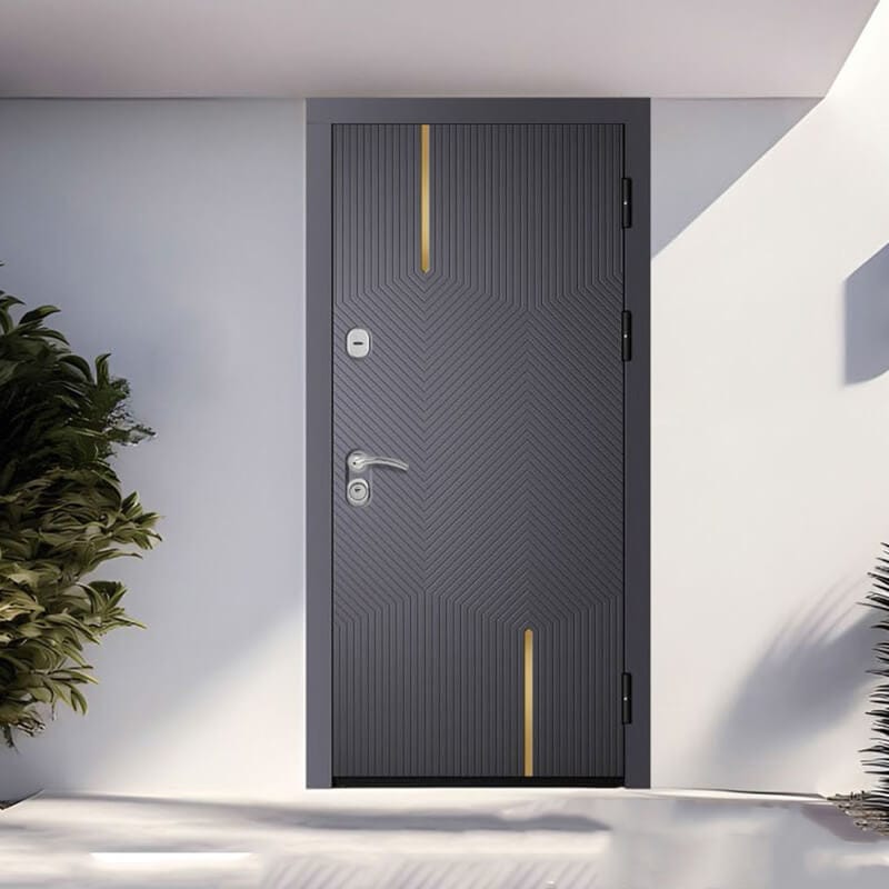 KEST Minimalist Dark Grey Security Door with Long Handle