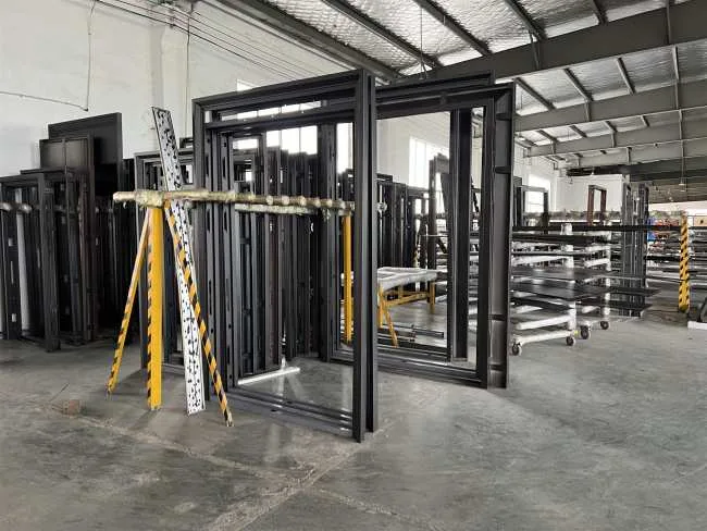 Door frames being prepared and organized in the KEST Door assembly area.